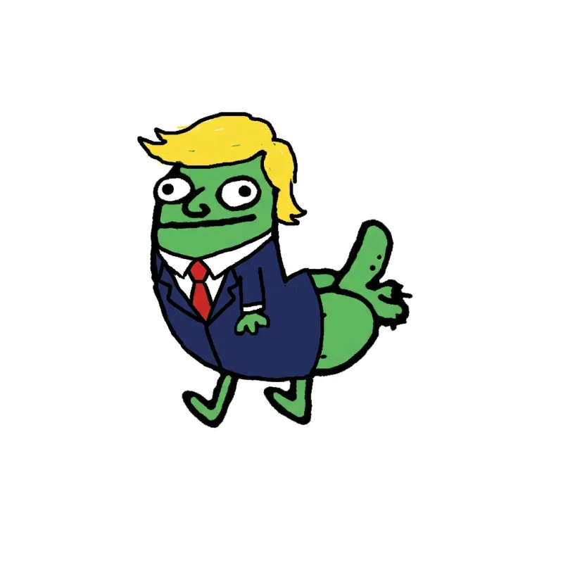Dickbutt dressed in a blue suit